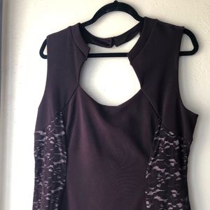 Business professional dress, with nude inlay.